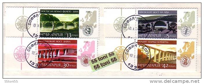 Bulgaria / Bulgarie 1984 Bridges – Europe  4 V.- Used - Ideas Europeas