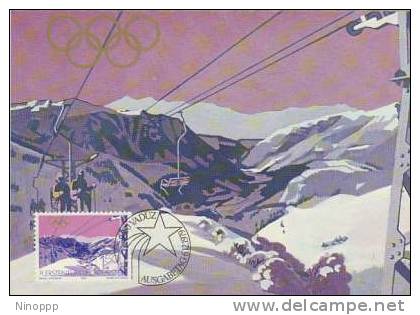 Liechtenstein-1979 Lake Placid 1.50 Chair Lift, Maximum  Card - Winter 1980: Lake Placid