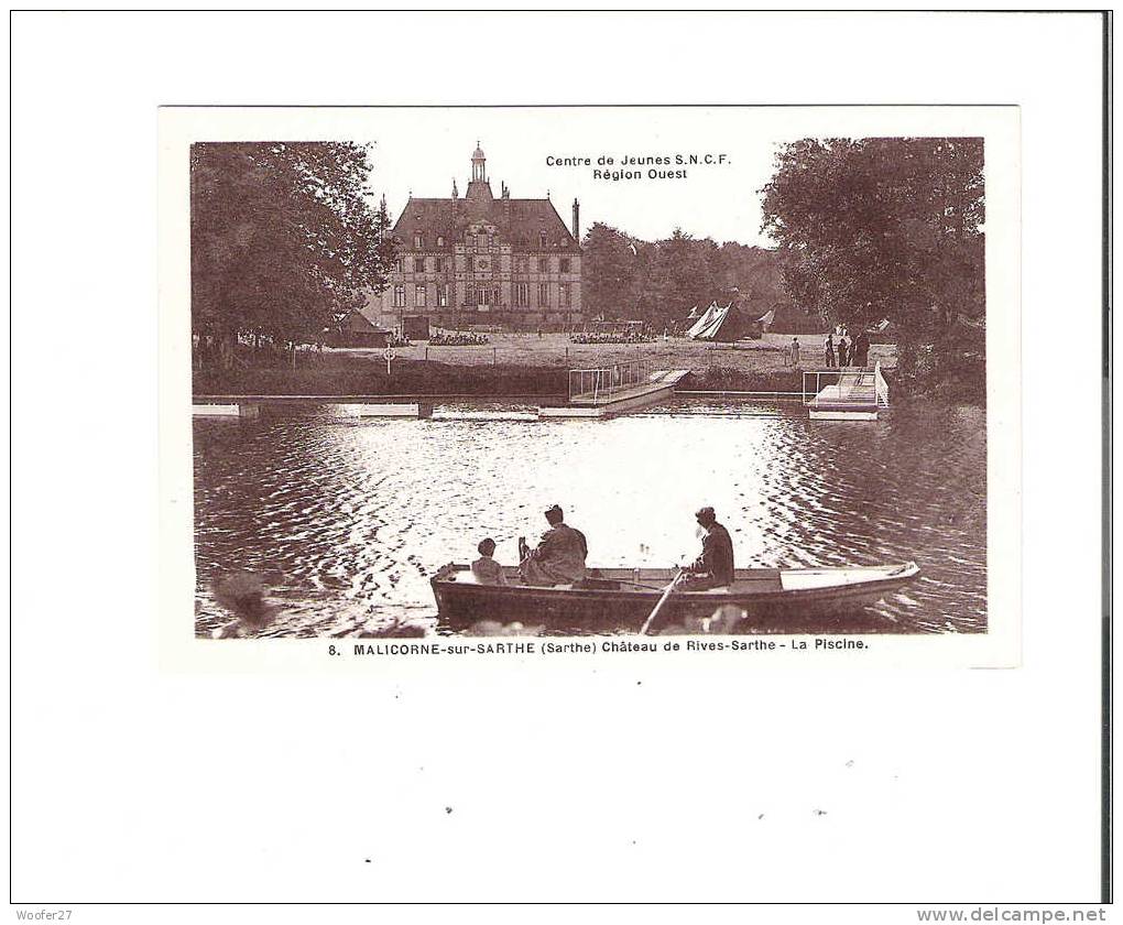 CPA   MALICORNE SUR SARTHE  Chateau De La Rive Sarthe  Centre De Jeune S,n,c,f  La Piscine - Malicorne Sur Sarthe