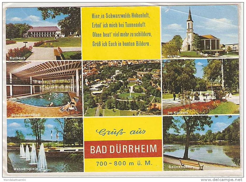 AK Dürr 130 Bad Dürrheim Gruß Aus 700 - 800 M ü. M. MBK 7 Bilder -9.-5.85-18 7737 BAD DÜRRHEIM Die Sonne Im Schwarzwald - Bad Duerrheim