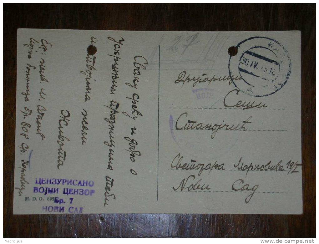 R!,Yugoslavia,DFJ,Demokra Tska  Federativna,Military Censor Seal,traveled Without Stamp,End Of WWII,vintage Postcard - Yugoslavia