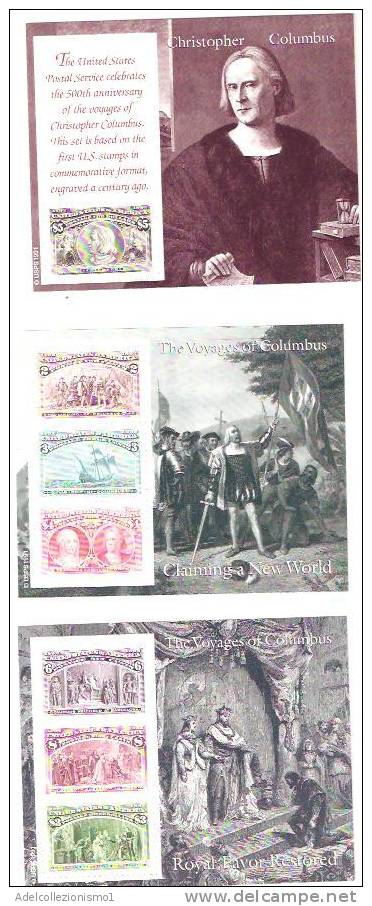 37017)n°6 Fogli Commemorativi Cristoforo Colombo 1991 - Con Valore - Hojas Completas