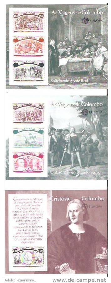 37020)n°6 Fogli Commemorativi Cristoforo Colombo 1992 - Con Valore - Hojas Completas