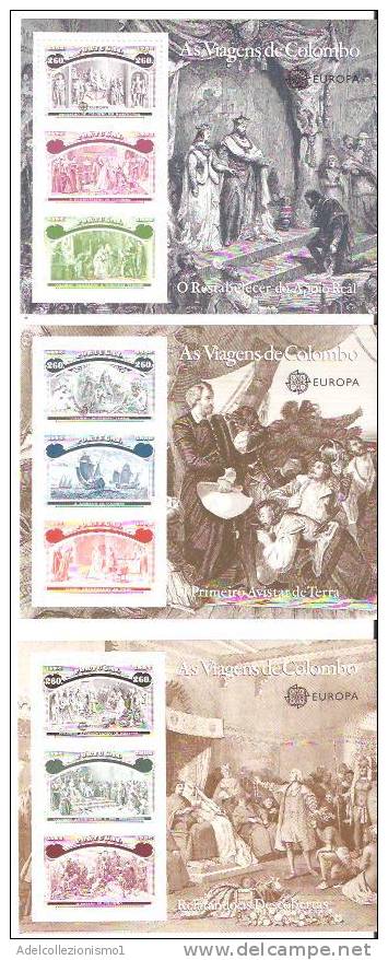 37020)n°6 Fogli Commemorativi Cristoforo Colombo 1992 - Con Valore - Full Sheets & Multiples