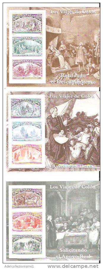 37019)n°6 Fogli Commemorativi Cristoforo Colombo 1992 - Con Valore - Feuilles Complètes