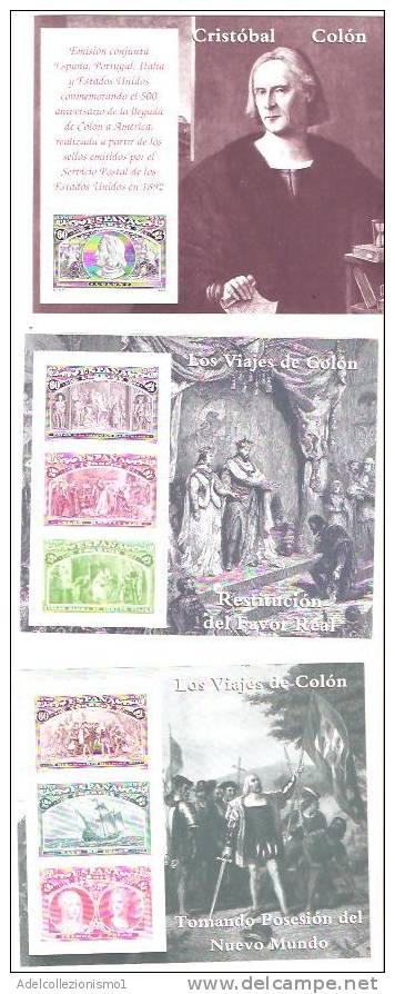 37019)n°6 Fogli Commemorativi Cristoforo Colombo 1992 - Con Valore - Hojas Completas