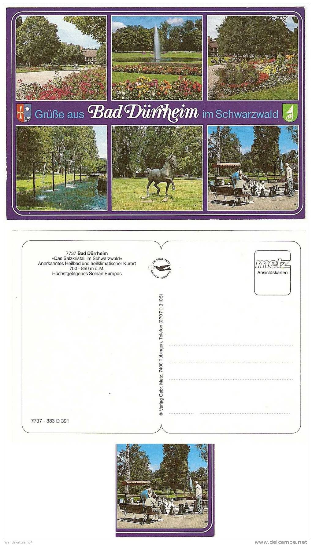 AK 7737 - 333 D 391 Grüße Aus Bad Dürrheim Im Schwarzwald Mehrbildkarte 6 Bilder Schach Mit 2 Wappen Pferd - Bad Duerrheim
