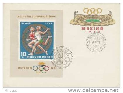 Hungary-1968 Mexico Olympic Games Souvenir Sheet FDC - Zomer 1968: Mexico-City