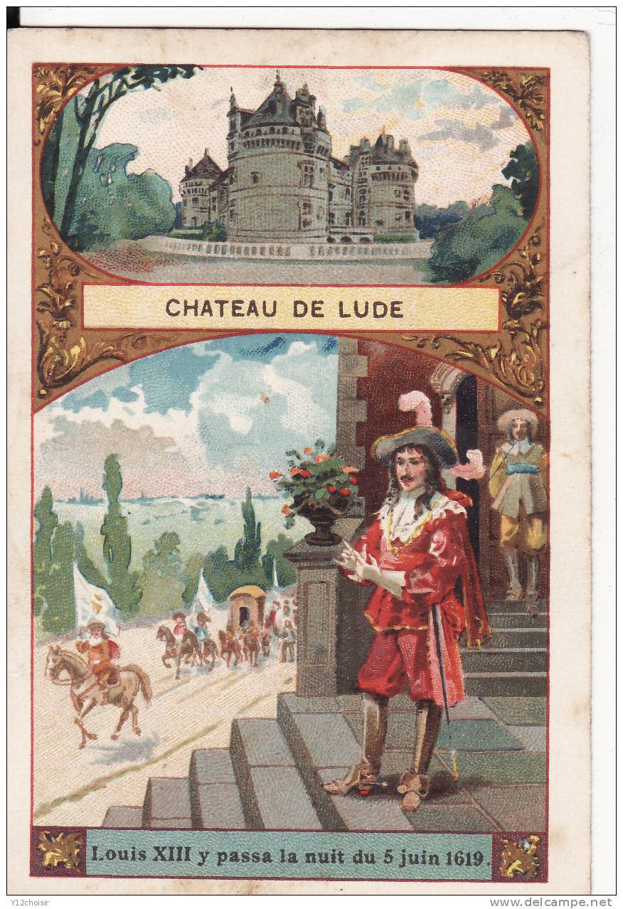 IMAGE CHROMO CHATEAU DE LUDE SARTHE LOUIS XIII ROI HISTOIRE CHEVAL - History