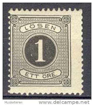 Sweden Postage Due 1874-77 Mi. 1 B   1 Ö Lösen Perf. 13 MNG - Impuestos