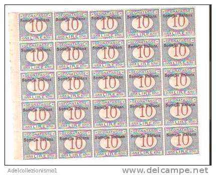 37123) Blocco Di 25 Valori Segnatasse Di 10£ Spr Somalia Italiana-MNH** - Somalië