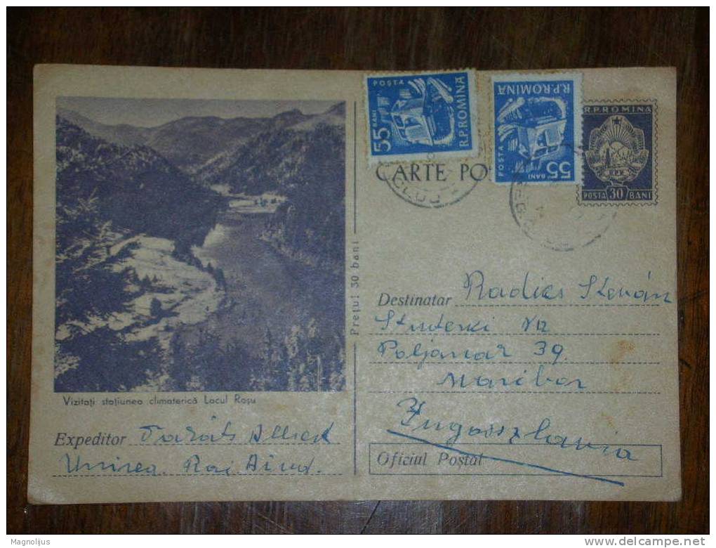 Romania,Republic,Stationery With Picture,Lacul Rosul,additional Stamps,vintage Postcard - Romania