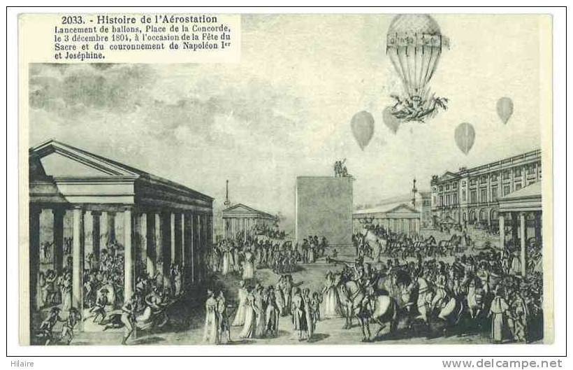 Cpa HISTOIRE DE L'AEROSTATION  1804 PLACE DE LA CONCORDE Couronnement Napoleon - Globos