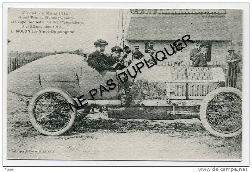 CP72011 - Circuit Du Mans 1912 - Grand Prix De France 1912 - L. Molon Sur VINOT-DEGUINGAND - Autres & Non Classés
