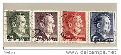 III-Mi.Nr.799-802A O/ Hitler, Gez. 12 ½ - Gebraucht