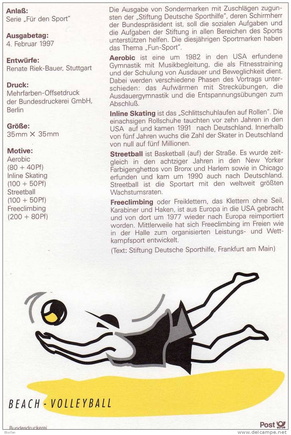 Abart ETB 4/1997 I Mit Großer Faust BUND **/SST 35€ Mit Vergleichsstück Freeclimbing Sport Error On Stamp Of BRD Germany - Other & Unclassified