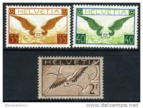 Switzerland C13-15 Mint Hinged Airmails From 1929-30 - Neufs
