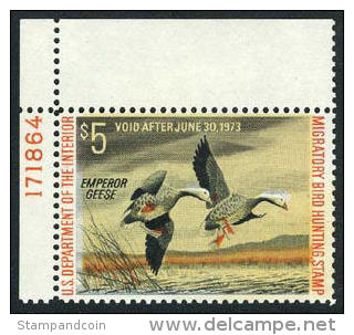 US RW39 Mint Never Hinged Duck Stamp From 1972, Corner Plate # - Duck Stamps