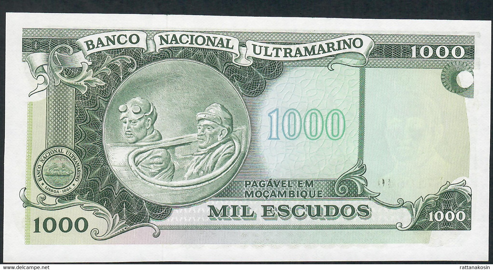 MOZAMBIQUE  P119  1000  ESCUDOS  1976  Replacement  Serie Z    UNC. - Mozambique