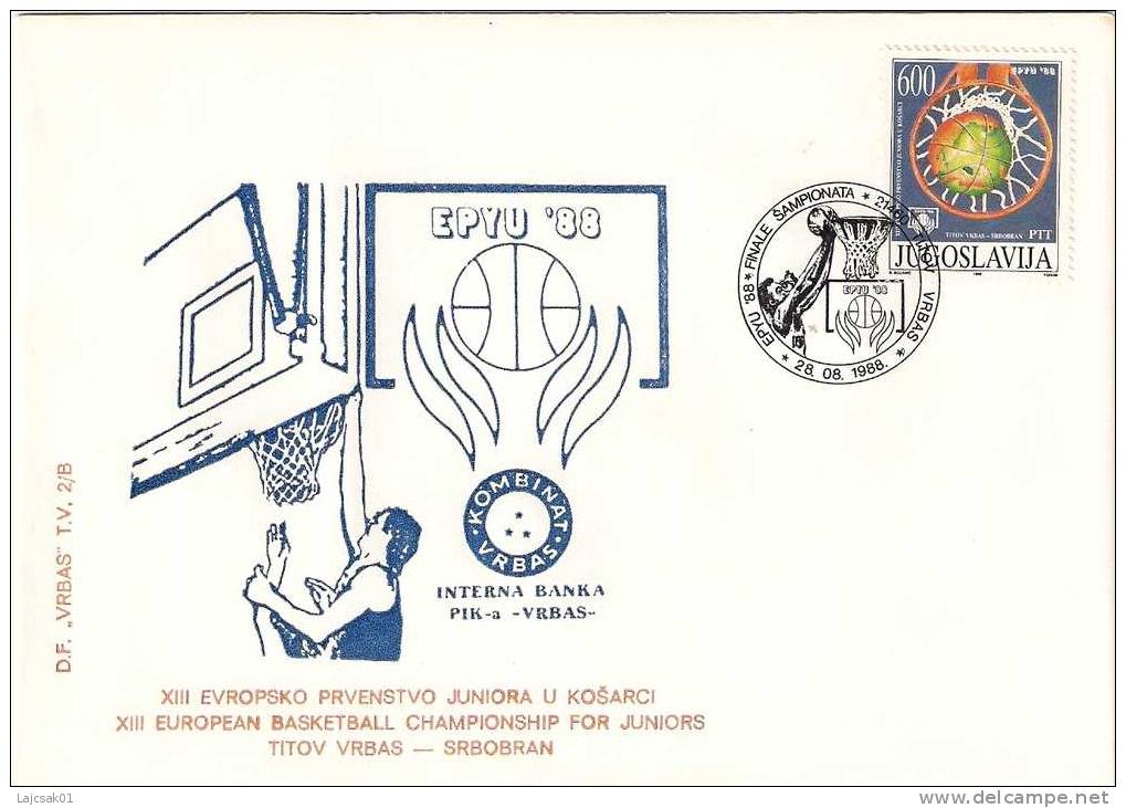 Yugoslavia 1988.Special Cover,XIII.European Basketball Championship For Juniors,Titov Vrbas-Srbobran - FDC