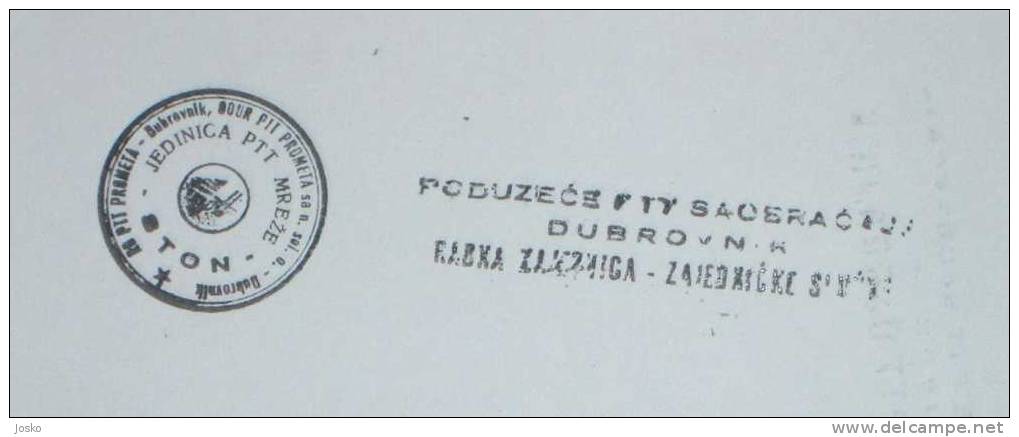 Post Office STON On PELJESAC Near Dubrovnik - Croatia Ex Yugoslavia Vintage Official Seal 1980's * Croatie Kroatien - Seals