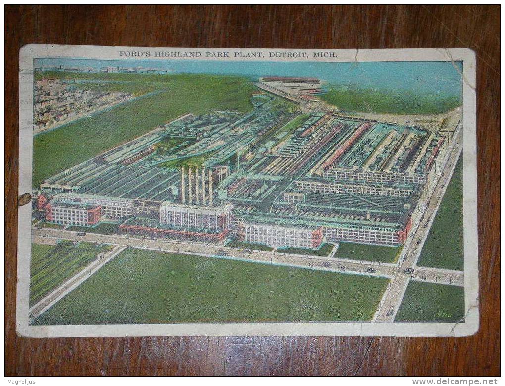 R!,United States,Ford Factory,Highland Park Plant,Detroit,vintage Postcard,damaged - Andere & Zonder Classificatie