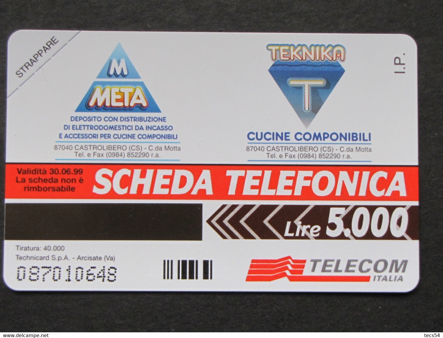 ITALIA TELECOM - 3439 C&C 346 GOLDEN - PRIVATE PUBBLICHE - TEKNIKA META - NUOVA MINT - Private-Omaggi