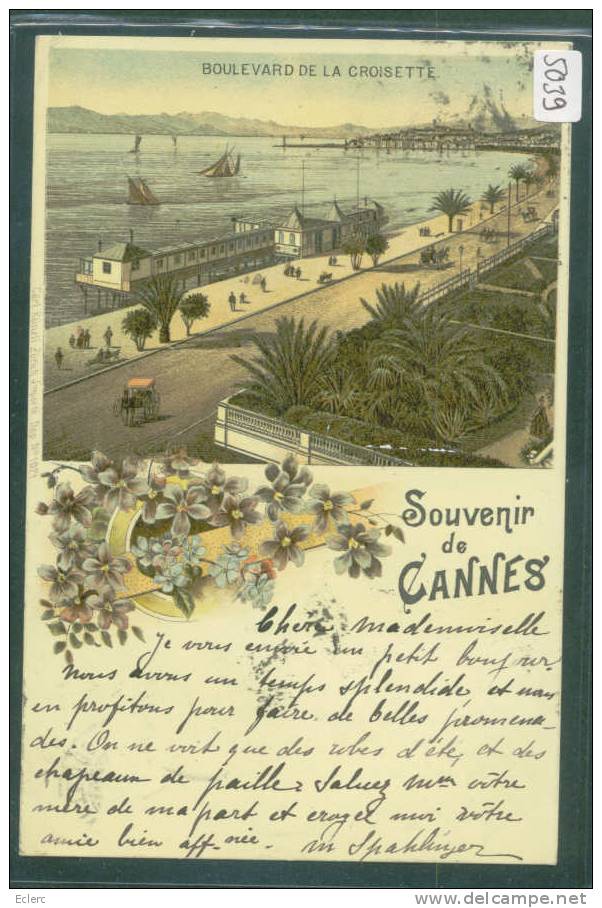 SOUVENIR DE CANNES - LITHO - TB - Cannes