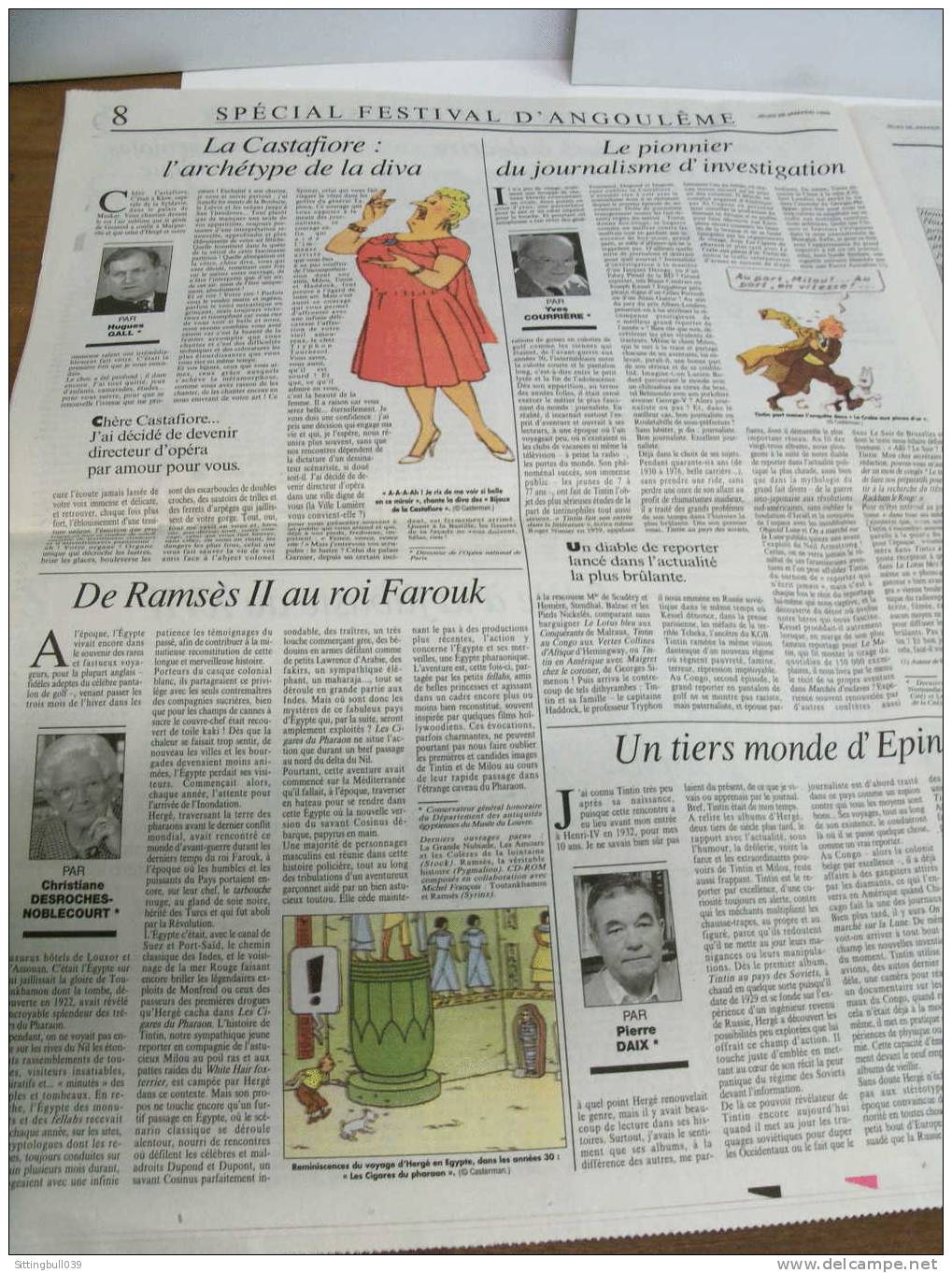 TINTIN. LE FIGARO LITTERAIRE, Suppl. du 28 /01/99. SPECIAL ANGOULÊME POUR LES 70 ANS DE TINTIN. LES VISAGES D'UN MYTHE.