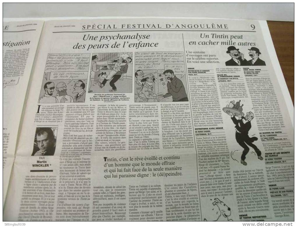 TINTIN. LE FIGARO LITTERAIRE, Suppl. du 28 /01/99. SPECIAL ANGOULÊME POUR LES 70 ANS DE TINTIN. LES VISAGES D'UN MYTHE.