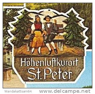 AK Nr. 3454 Höhenluftlurort St. Peter Wegweiser Mit Trachtenpaar Auf Sitzbank Mehrbildkarte 8 Bilder Freischachplatz Bad - St. Peter