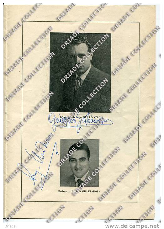 PROGRAMMA CON AUTOGRAFO STAGIONE LIRICA ANNO 1957 TEATRO POLITEMA GENOVESE GENOVA OPERA LIRICA