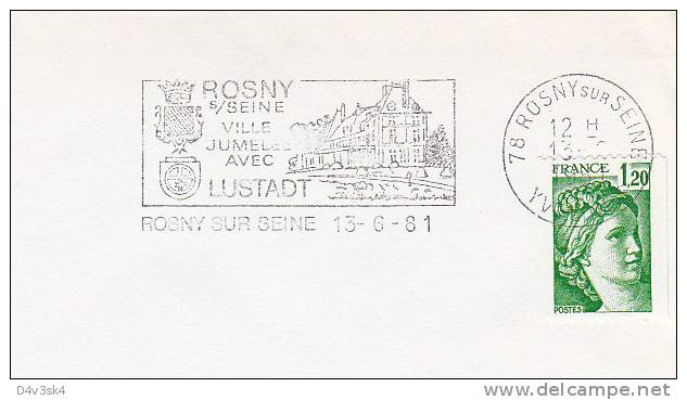 1981 France 78 Yvelines Rosny Sur Seine Lustadt Jumelage Villes Jumelees Town Twinning Gemellagio - Mechanical Postmarks (Advertisement)