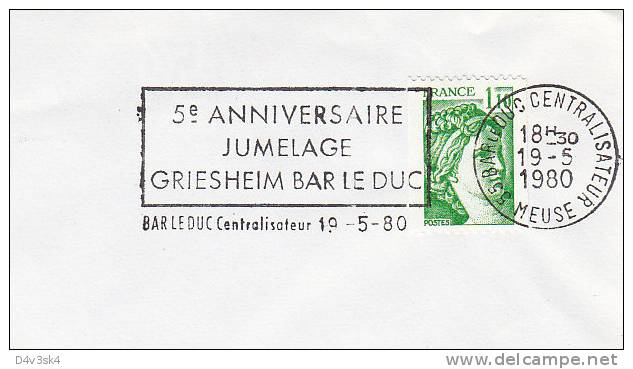 1980 France 55 Meuse Bar Le Duc Griesheim Jumelage Villes Jumelees Town Twinning Gemellagio - Mechanical Postmarks (Advertisement)