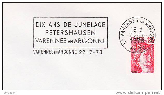 1978 France 55 Meuse Varennes En Argonne Peterhausen 10 Anniversaire Jumelage Villes Jumelees Town Twinning Gemellagio - Mechanical Postmarks (Advertisement)