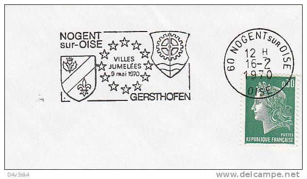 1970 France 60 Oise Nogent Sur Oise Gersthofen Jumelage Villes Jumelees Town Twinning Gemellagio - Mechanical Postmarks (Advertisement)