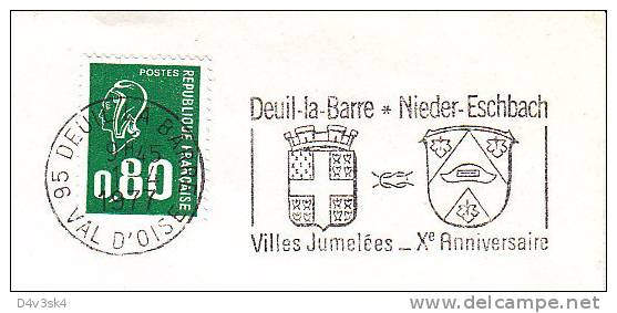 1977 France 95 Val D'Oise Deuil La Barre Nieder Eschbach 10 Anniversai Jumelage Villes Jumelees Town Twinning Gemellagio - Mechanical Postmarks (Advertisement)