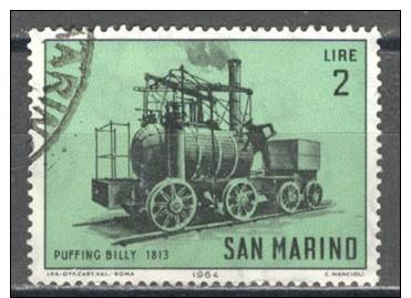 SAN MARINO 1964  STORIA LOCOMOTIVA VALORE DA 2 LIRE   USATO / USED - Usados