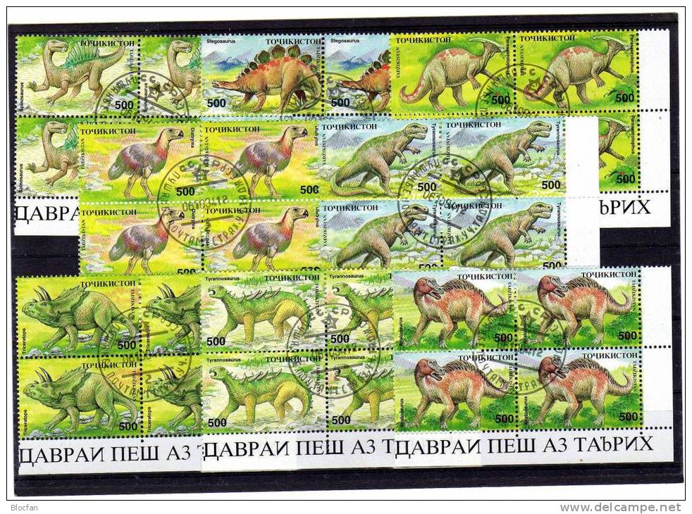 Naturschutz Dinosaurier 1994 Tadschikistan 50/7 4-Block O 24€ WWF Urtiere Bloque Ss Hoja Fauna Blocs M/s Sheets Bf Asien - Fossiles