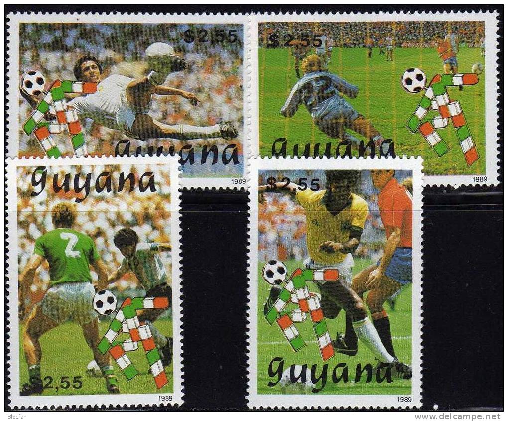 Italien Rom Fussball WM 1990 GUYANA 3059/2+Block 59-62 O 30€ Spiel-Szene Sport Team Football Bloc Soccer Bf Of America - 1990 – Italien