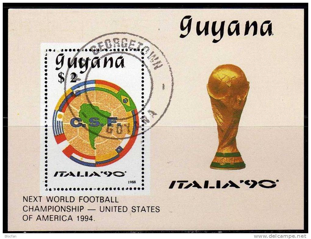 Fußball WM Italy 1990 GUYANA Block 50 O 6€ Emblem Von Amerika Bloque Football Bloc Soccer Sheet FIFA-pocal Bf Bf America - Coppa America