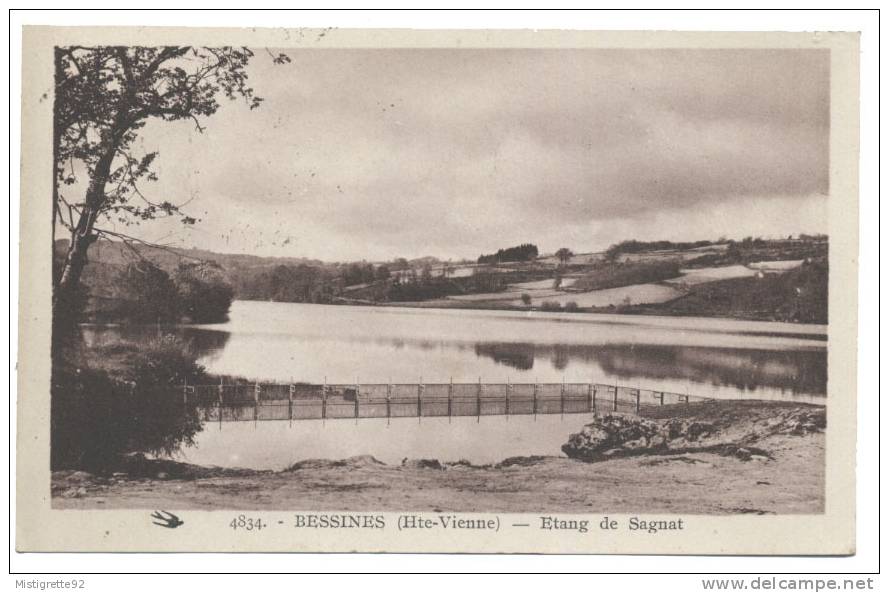 BESSINES (Haute-Vienne) - Étang De Sagnat . Sépia, Édition Barnet. 1951 - Bessines Sur Gartempe