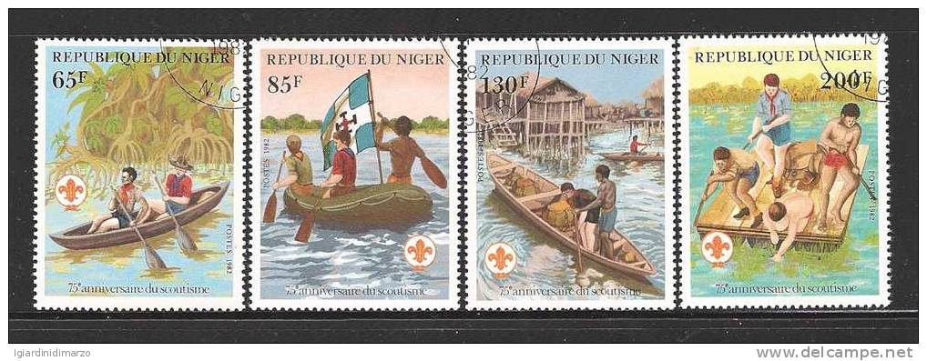 REPUBLIQUE DU NIGER - 1982 - 4 Valori Obliterati  "75° Anniversario Dello SCAUTISMO" - In Ottime Condizioni. - Gebruikt