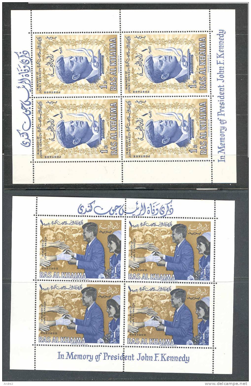Ras Al Khaima  1965 Pres. Kennedy Commemoration : Miniature Sheets - Ras Al-Khaimah