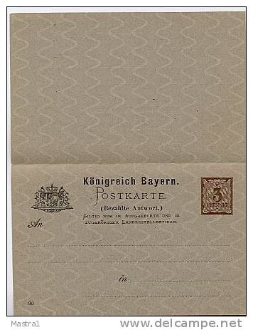 BAYERN P39/01 Antwort-Postkarte 1890 Kat. 5,00 € - Postwaardestukken