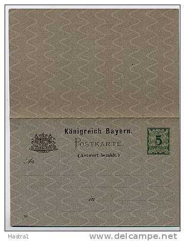 BAYERN P40/01 Antwort-Postkarte 1890 Kat. 5,00 € - Entiers Postaux