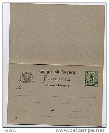 BAYERN P40/02 Antwort-Postkarte 1891  Kat. 6,50 € - Enteros Postales