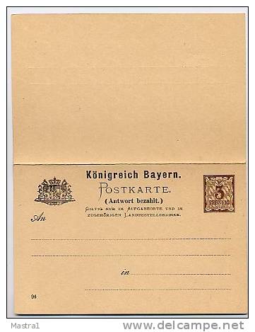 BAYERN  P41/05  Antwort-Postkarte ** 1894  Kat. 17,00 € - Autres & Non Classés