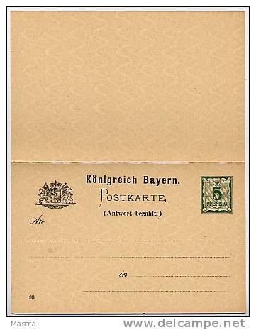 BAYERN P42/04 Antwort-Postkarte 1893  Kat 17,00 € - Entiers Postaux