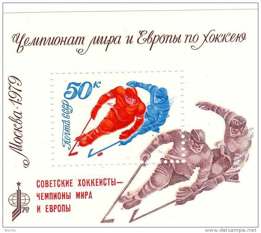 AD Sieg Eishockey-Turnier Eishockeyspieler Sowjetunion 4840 Plus Block 139 ** 6€ Sport Bloc Sheet From USSR CCCP SU - Zonder Classificatie